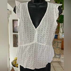BCBGeneration White  Peplum Blouse Tank Top Size S